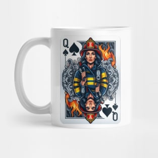 Female Firefighter Playing Card Queen Of Spades Mug